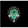Image 2 : 14KT Yellow Gold GIA Certified 15.98 ctw Emerald, Sapphire and Diamond Ring