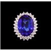 Image 2 : 14KT White Gold GIA Certified 22.43 ctw Tanzanite and Diamond Ring