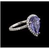 Image 1 : 4.33 ctw Tanzanite and Diamond Ring - 14KT White Gold