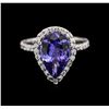 Image 2 : 4.33 ctw Tanzanite and Diamond Ring - 14KT White Gold