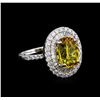 Image 1 : 4.06 ctw Yellow Sapphire and Diamond Ring - 18KT White Gold