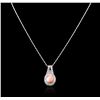 Image 2 : 14KT White Gold 4.90 ctw Coral and Diamond Pendant With Chain
