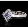 Image 1 : 14KT White Gold 0.33 ctw Tanzanite and Diamond Ring