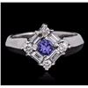 Image 2 : 14KT White Gold 0.33 ctw Tanzanite and Diamond Ring