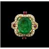 Image 2 : 14KT Yellow Gold 6.04 ctw Emerald, Ruby and Diamond Ring