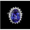 Image 2 : 7.99 ctw Tanzanite and Diamond Ring - 14KT White Gold
