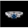 Image 2 : 14KT White Gold 0.85 ctw Fancy Blue Diamond Ring