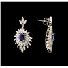 Image 2 : 14KT White Gold 1.86 ctw Sapphire and Diamond Earrings