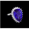 Image 1 : 14KT White Gold GIA Certified 16.98 ctw Tanzanite and Diamond Ring