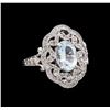Image 1 : 1.92 ctw Aquamarine and Diamond Ring - 14KT White Gold