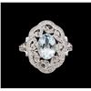 Image 2 : 1.92 ctw Aquamarine and Diamond Ring - 14KT White Gold