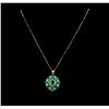 Image 2 : 14KT Yellow Gold 7.97 ctw Emerald and Diamond Pendant With Chain