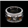 Image 2 : 0.54 ctw Citrine and White Sapphire Ring - .925 Silver