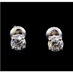 1.05 ctw Diamond Stud Earrings - 14KT White Gold