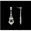 Image 2 : 3.10 ctw Blue Sapphire and Diamond Dangle Earrings  - 18KT White Gold