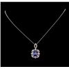 Image 2 : 5.17 ctw Tanzanite and Diamond Pendant With Chain - 14KT White Gold