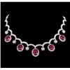 Image 1 : GIA Cert 31.39 ctw Ruby and Diamond Necklace - 18KT White Gold
