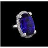 Image 1 : 14KT White Gold GIA Certified 33.85 ctw Tanzanite and Diamond Ring