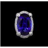 Image 2 : 14KT White Gold GIA Certified 33.85 ctw Tanzanite and Diamond Ring