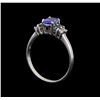 Image 4 : 14KT White Gold 0.59 ctw Tanzanite, Emerald and Diamond Ring
