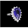 Image 1 : 14KT White Gold GIA Certified 7.53 ctw Tanzanite and Diamond Ring