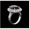 Image 3 : 8.15 ctw Green Tourmaline and Diamond Ring - 14KT White Gold