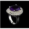 Image 3 : 7.73 ctw Amethyst and Diamond Ring - 14KT White Gold