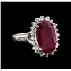 Image 1 : GIA Cert 5.16 ctw Ruby and Diamond Ring - 14KT White Gold