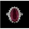 Image 2 : GIA Cert 5.16 ctw Ruby and Diamond Ring - 14KT White Gold