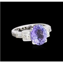 3.26 ctw Tanzanite and Diamond Ring - Platinum