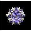 Image 2 : 14KT White Gold 5.88 ctw Tanzanite, Sapphire and Diamond Ring