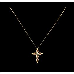3.00 ctw Topaz and Diamond Cross Pendant With Chain - 10KT Yellow Gold
