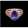 Image 2 : 3.12 ctw Tanzanite and Diamond Ring - 14KT Rose Gold