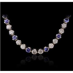 14KT White Gold 25.92 ctw Tanzanite and Diamond Necklace