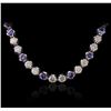 Image 1 : 14KT White Gold 25.92 ctw Tanzanite and Diamond Necklace