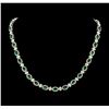 Image 1 : 12.67 ctw Emerald and Diamond Necklace - 18KT White Gold