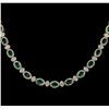 Image 2 : 12.67 ctw Emerald and Diamond Necklace - 18KT White Gold