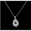 Image 1 : 3.7 ctw Aquamarine and Diamond Pendant With Chain - 14KT White Gold
