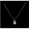 Image 2 : 3.7 ctw Aquamarine and Diamond Pendant With Chain - 14KT White Gold
