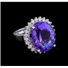 Image 1 : 16.75 ctw Tanzanite and Diamond Ring - 14KT White Gold