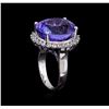 Image 4 : 16.75 ctw Tanzanite and Diamond Ring - 14KT White Gold