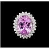 Image 2 : 22.47 ctw Kunzite and Diamond Ring - 14KT White Gold