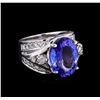 Image 1 : 8.75 ctw Tanzanite and Diamond Ring - 14KT White Gold