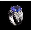 Image 4 : 8.75 ctw Tanzanite and Diamond Ring - 14KT White Gold