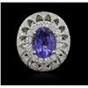 Image 2 : 6.24 ctw Tanzanite and Diamond Ring - 14KT White Gold