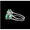 Image 3 : GIA Cert 7.73 ctw Emerald and Diamond Ring - 14KT White Gold