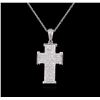 Image 2 : 1.58 ctw Diamond Cross Pendant With Chain - 18KT White Gold