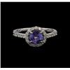 Image 2 : 0.82 ctw Tanzanite and Diamond Ring - 18KT White Gold