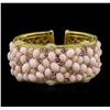 Image 1 : 48.60 ctw Pink Opal, Pink Sapphire and Diamond Bracelet - 18KT Yellow Gold