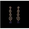 Image 1 : 1.56 ctw Blue Sapphire and Diamond Earrings - 14KT Rose Gold